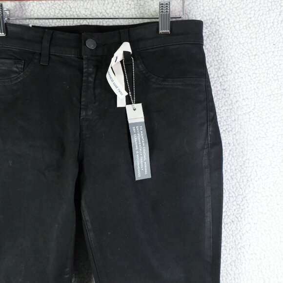 J Brand Jeans Womens 28 Black Bell Bottom Mid Rise Stretch Waxed Denim - Picture 2 of 15